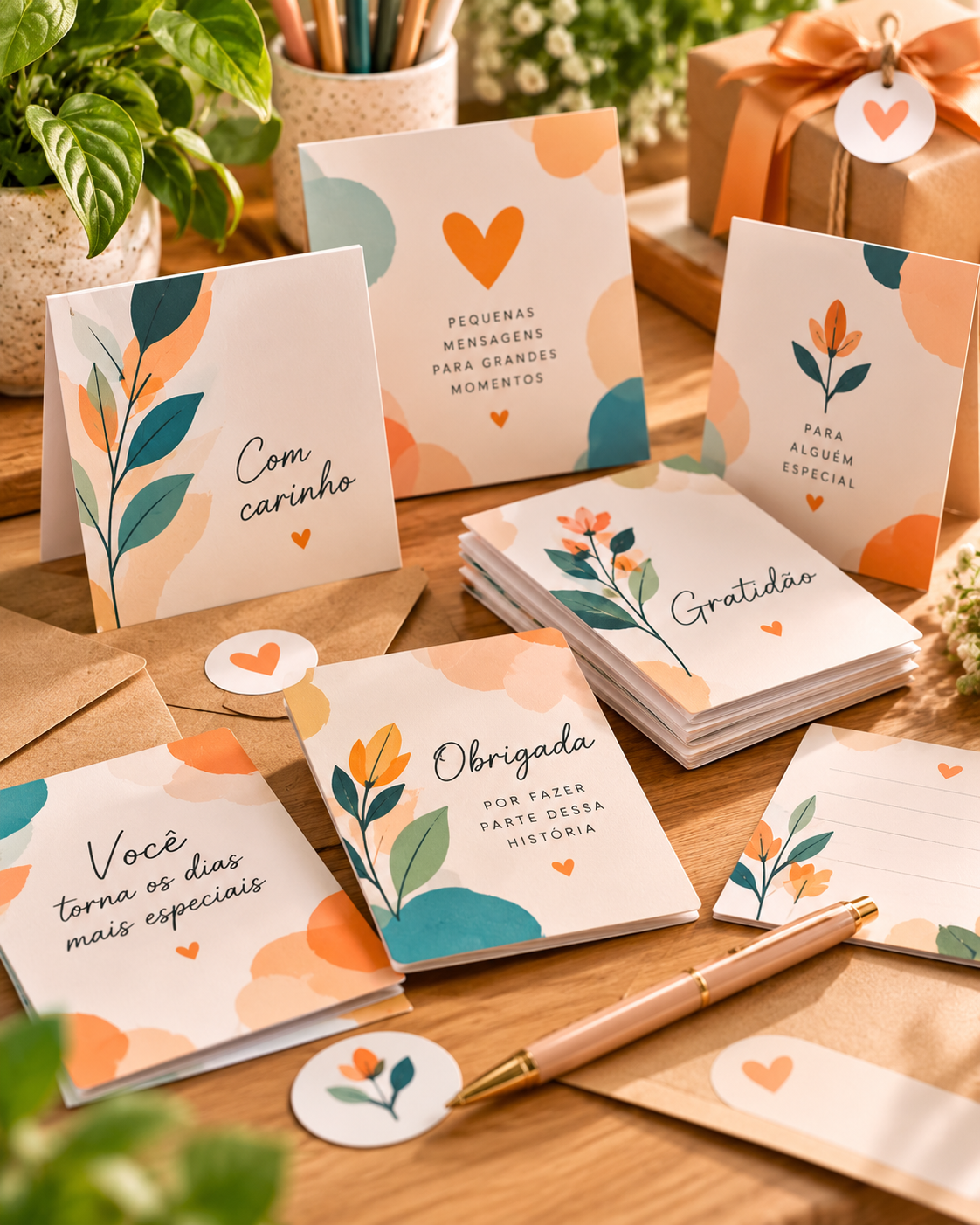 Cartões de agradecimento e mensagens personalizadas